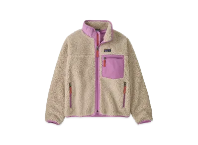Patagonia Kids Retro-X Jacket "Natural w/Brisk Purple"
