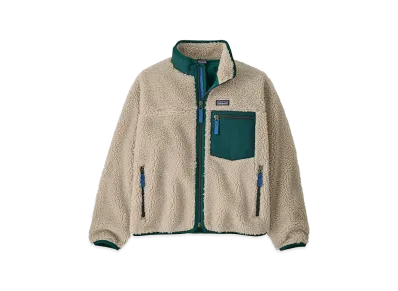 Patagonia Kids Retro-X Jacket "Natural w/Cascade Green"