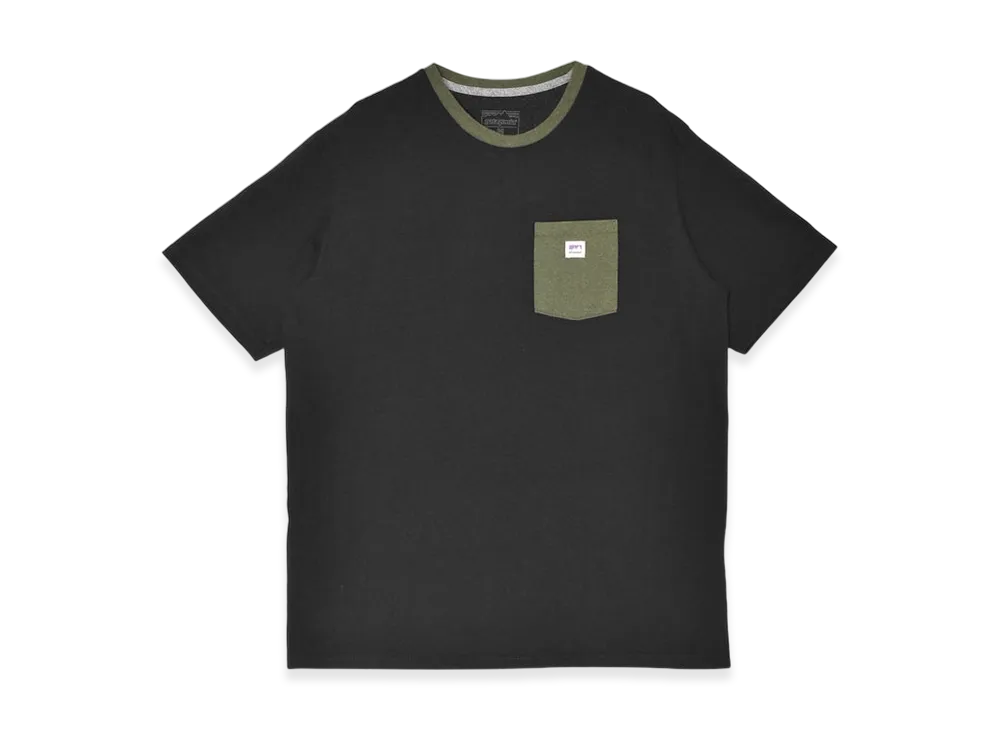 Patagonia Shop Sticker Pocket Responsibili T-Shirt "Black/Basin Green"