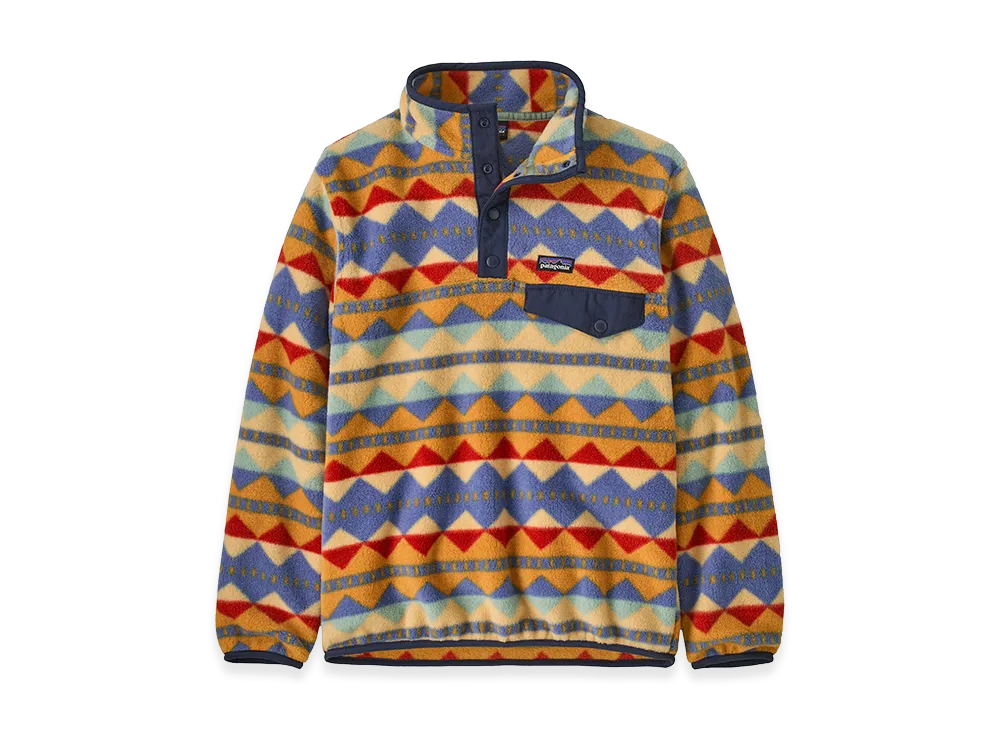 Patagonia Kids Lightweight Synchilla Snap-T Pullover "Diamond Stripe/Talon Gold"