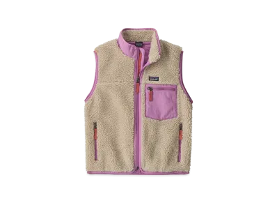 Patagonia Kids Retro-X Vest "Natural w/Brisk Purple"