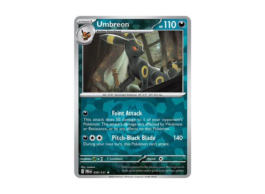 059 131 pokemon card 2025 Prismatic Evolutions Umbreon 059/131 - CGC 9 RarityPromo Hit Points280 HP Darkness Umbreon reverse holo misprint? :