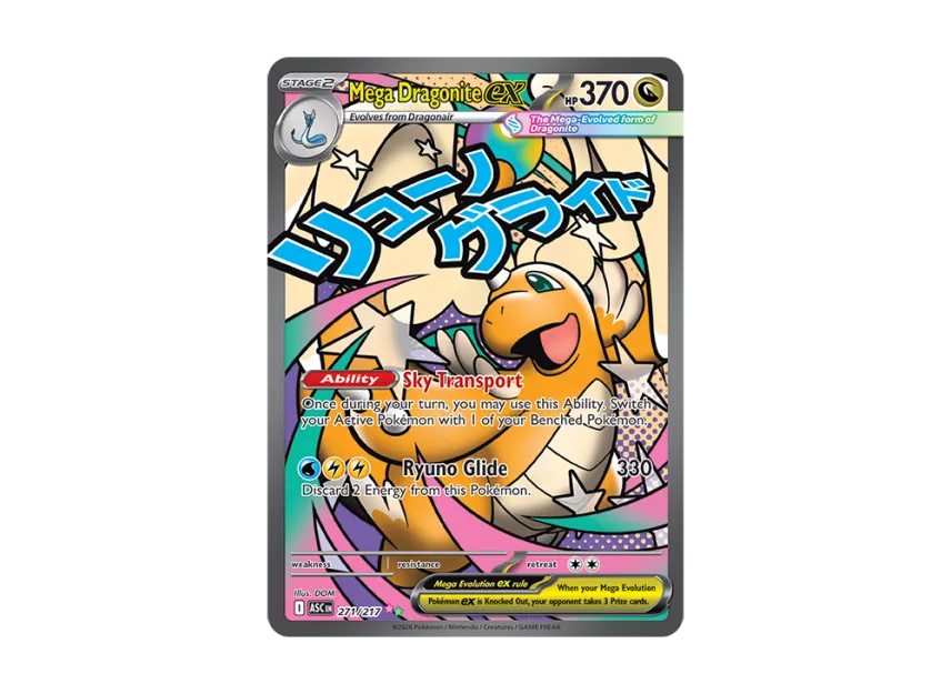 mega dragonite ex pokemon card Fly high with Dragonite! Mega Dragonite ex special illustration rare Available in #AscendedHeroes January 30, 2026. #PokemonTCGMasterpieces
