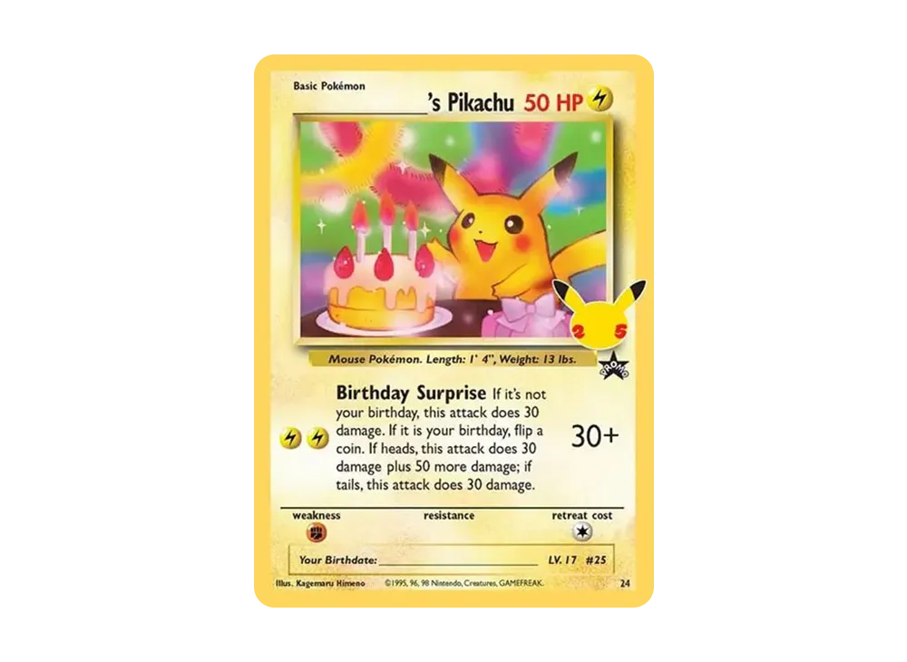 _のピカチュウ(お誕生日ピカチュウ)【英語版】(ソード&シールド「セレブレーションズ」)