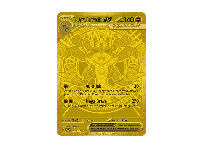 gold mega lucario pokemon card 2025 Pokmon Evolution #188 Mega Ex Mega Hyper Rare PSA 1 opening fun. Mega Lucario ex MHR [MEG