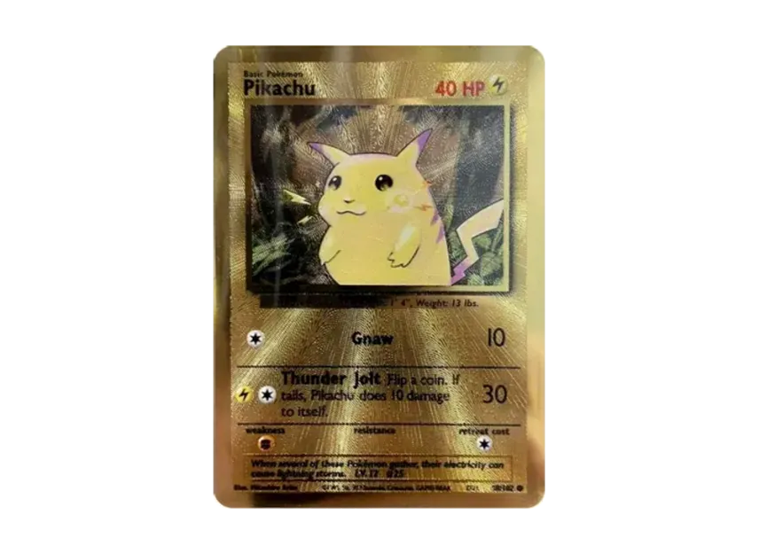 metal pokemon cards pikachu Pokmon TCG Pikachu Gold Metal Foil 075/074 Nintendo 60/70 Thunderbolt Card
