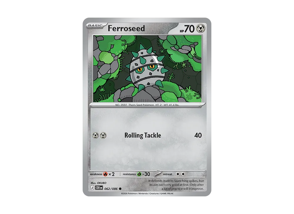 Ferroseed C [CRI EN 62/086][EN](Mega Evolution "Chaos Rising Booster Display Box")