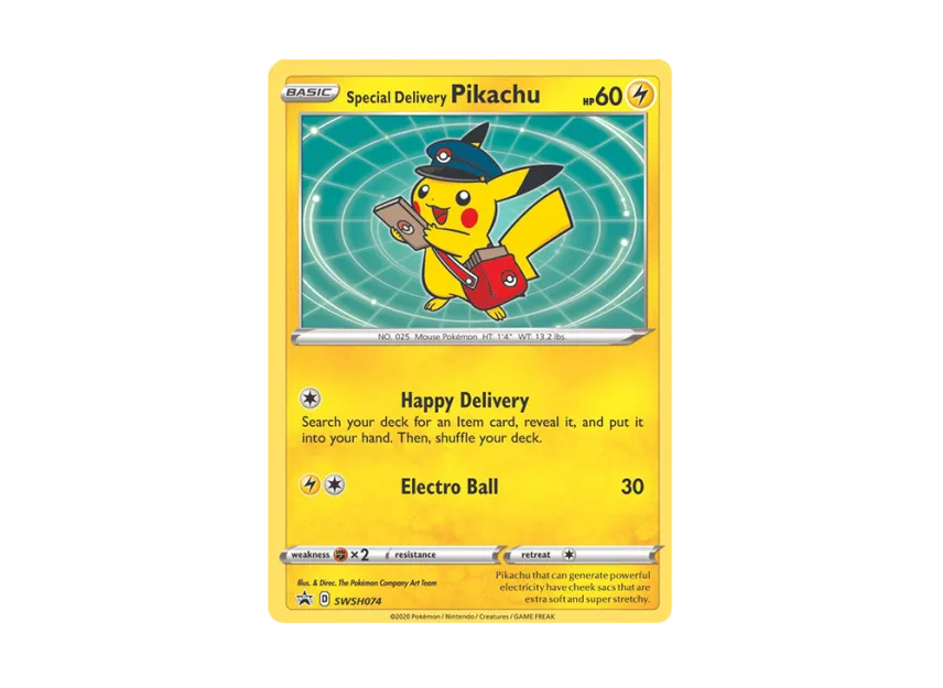 pokemon card delivery Special Delivery Pikachu Promo Gold Metal Pokemon Card