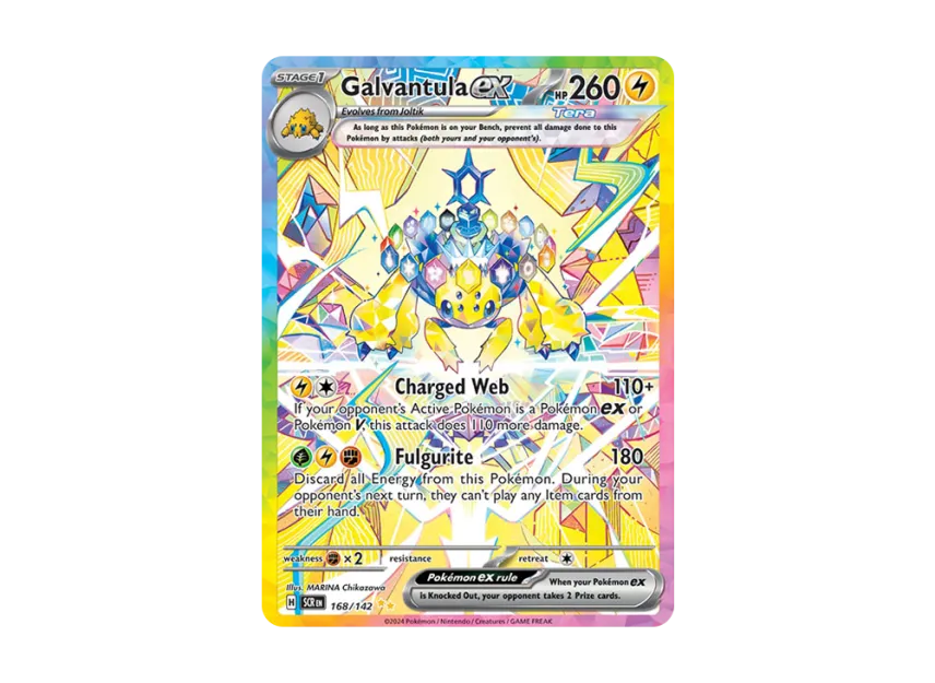 galvantula ex pokemon card value Scr 051/142 Prices Fighting Fulgurite (180) Discard all Energy from this Pokmon Pokemon - Galvantula ex 168/142