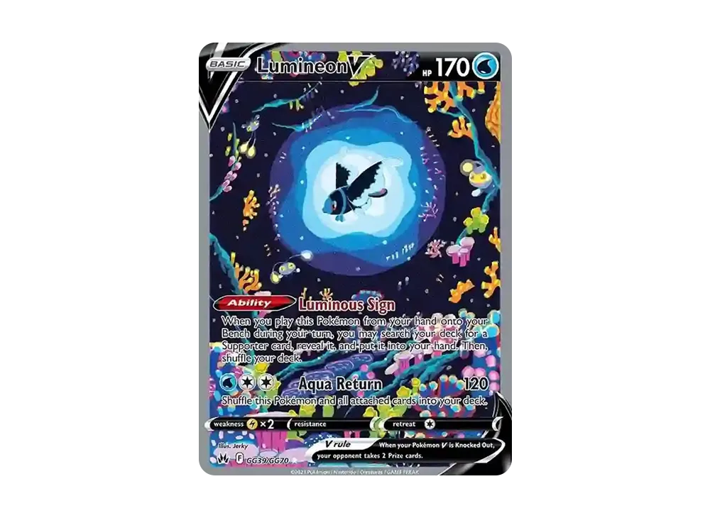 lumineon v pokemon card GG39/GG70 SWSH: Crown Zenith: Galarian Gallery Holo for sale online you may search your deck for a Supporter card Lumineon V - Brilliant Stars