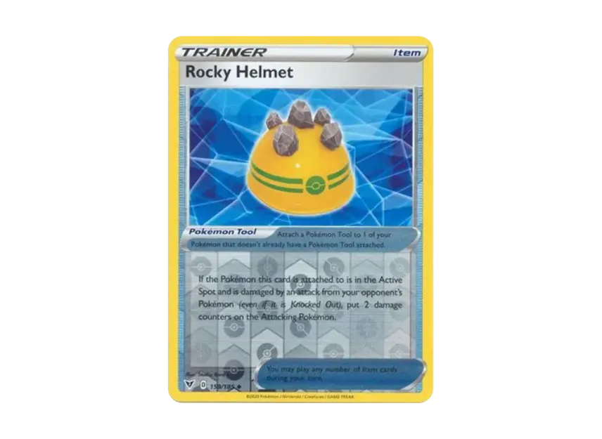rocky helmet pokemon card 4X ROCKY HELMET 159/185 VIVID VOLTAGE REV HOLO Pokemon Cards- PLAYSET- NM/M
