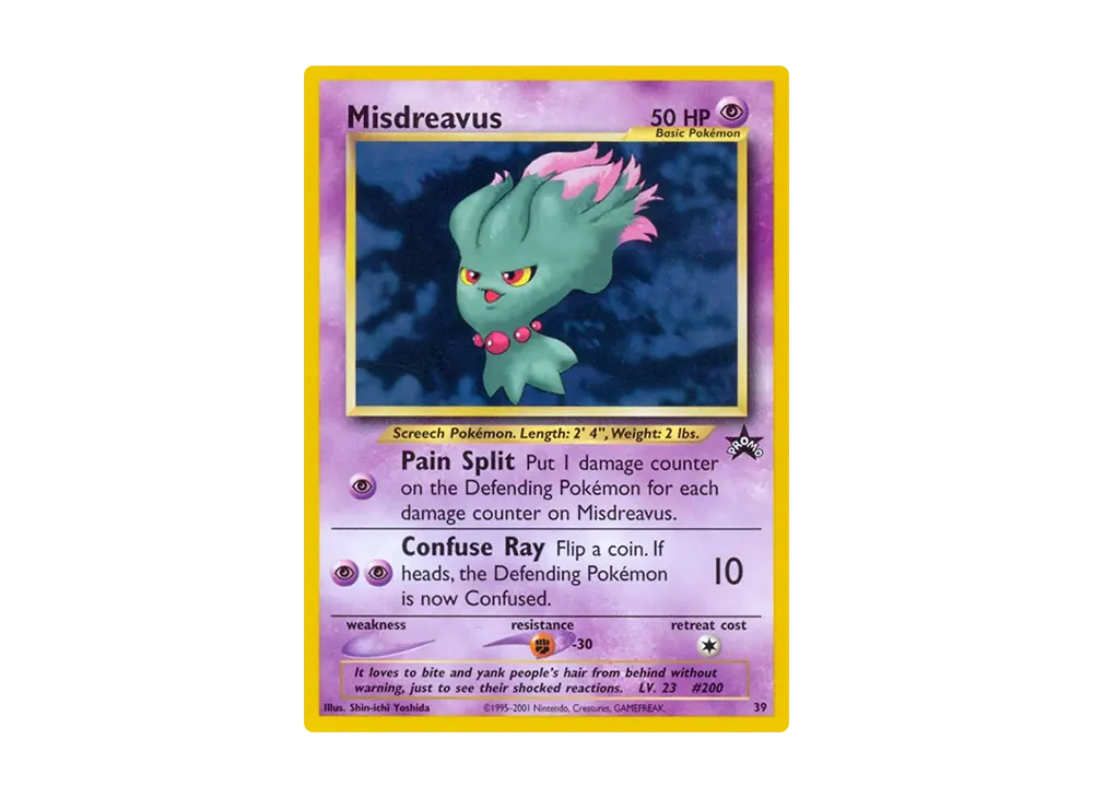 Vintage Pokmon TCG Misdreavus Black Star Promo #39 Pokemon Card - WOTC  Era, Heavily Played Condition Misdreavus Promo Card
