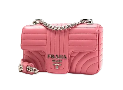 PRADA Diagramme Leather Shoulder Bag "Pink"