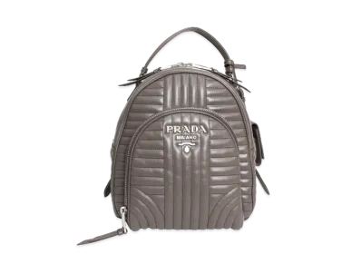 PRADA Diagramme Leather Backpack "Gray"