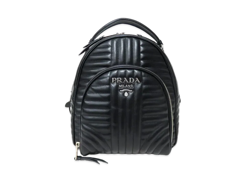 PRADA Diagramme Leather Backpack "Black"