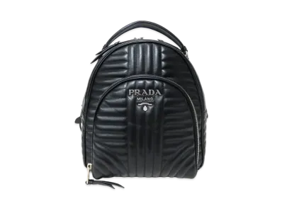 PRADA Diagramme Leather Backpack "Black"