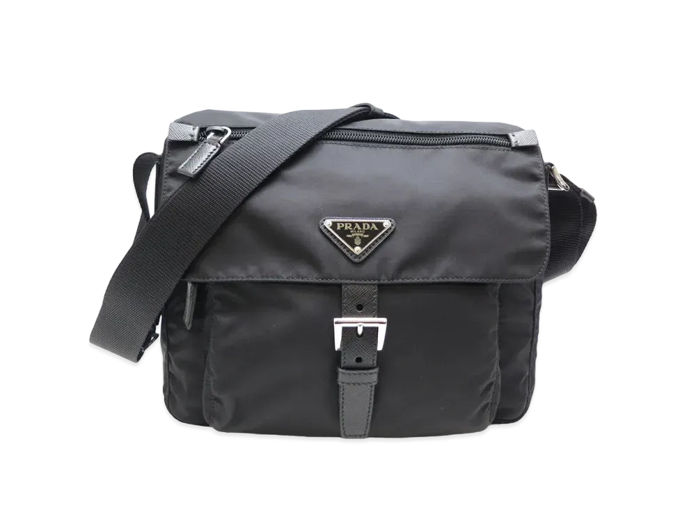 PRADA Vela Nylon Shoulder Bag "Black"
