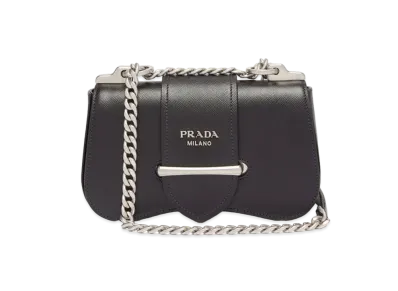 PRADA Saffiano Leather Shoulder Bag "Black"