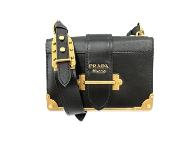 PRADA Cahier Leather Shoulder Bag "Black"