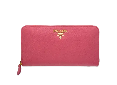 PRADA Saffiano Leather Round Long Wallet "Pink"