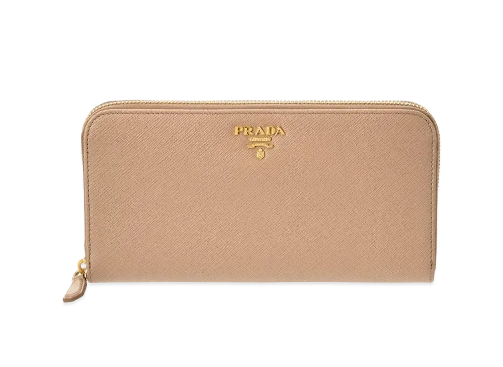 PRADA Saffiano Leather Round Long Wallet "Beige"