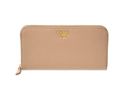 PRADA Saffiano Leather Round Long Wallet "Beige"