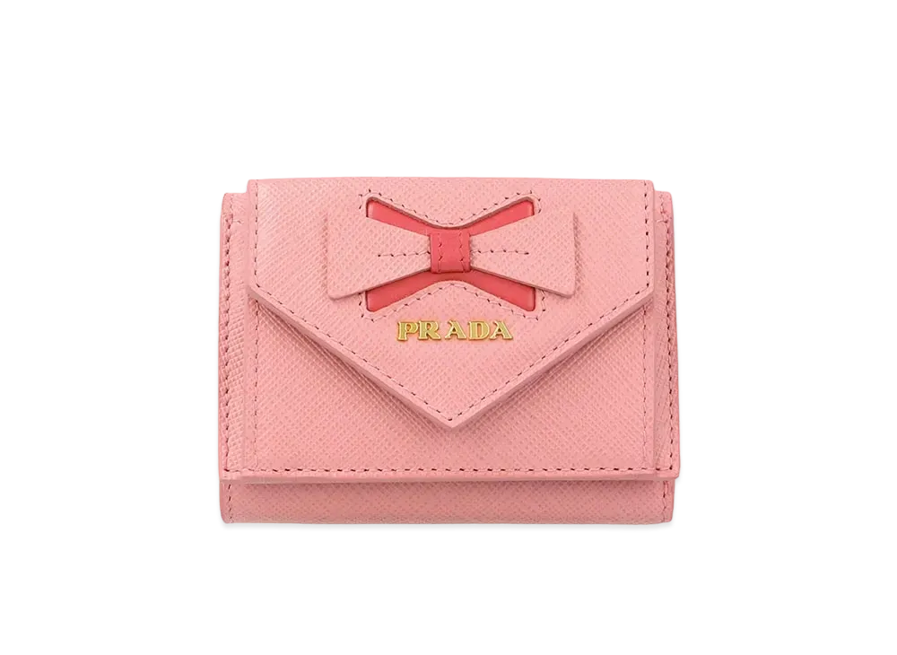 PRADA Fiocco Leather Small Wallet "Pink"