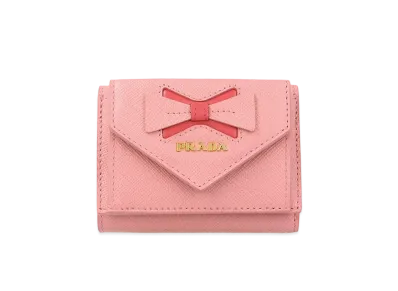 PRADA Fiocco Leather Small Wallet "Pink"