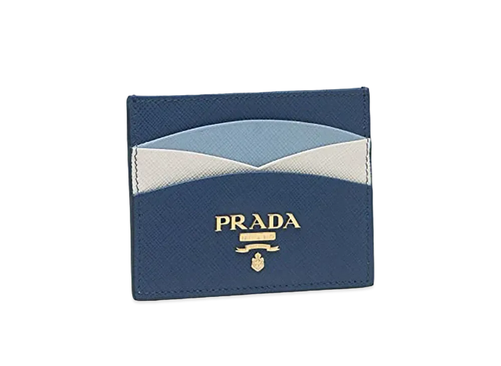 PRADA Saffiano Leather Card Holder "Blue"