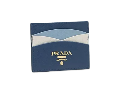 PRADA Saffiano Leather Card Holder "Blue"