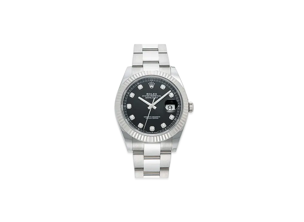 ROLEX Date-Just 41 Black Dial 10P Diamonds 126334G