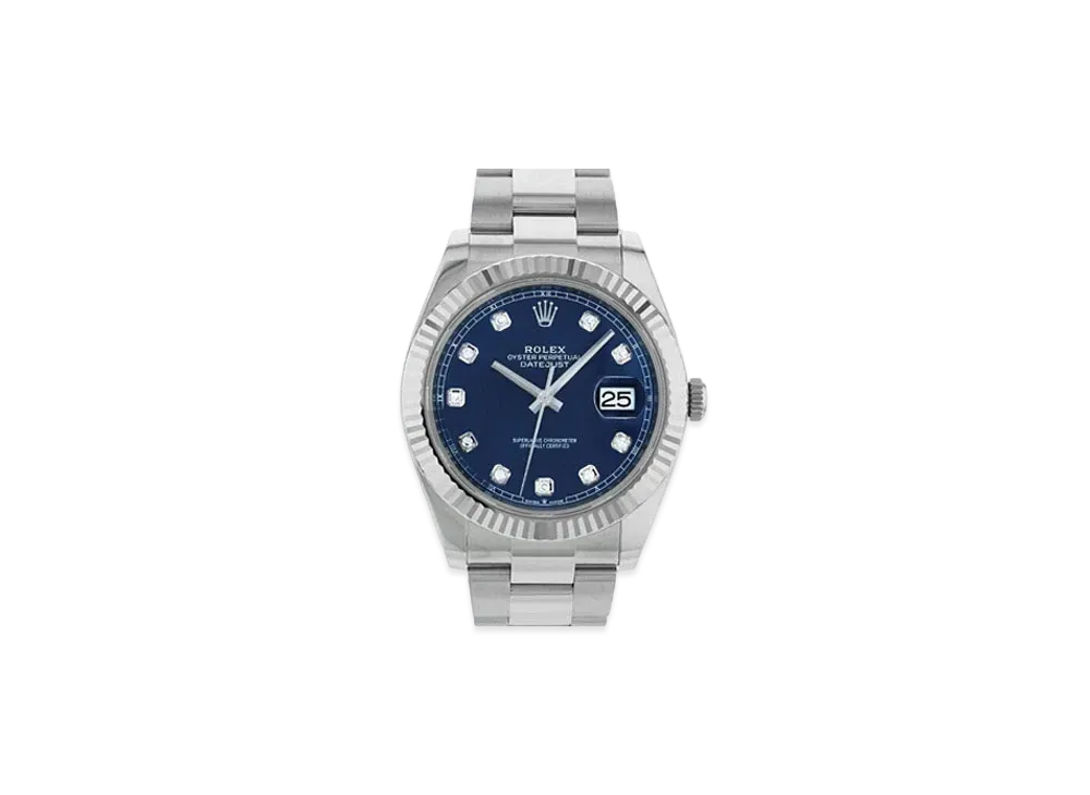 ROLEX Date-Just 41 Blue Dial 10P Diamonds 126334G