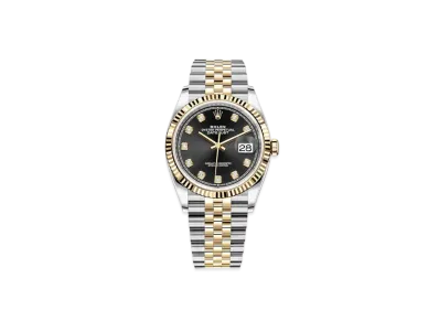 ROLEX Date-Just 36 Black Dial 10P Diamonds 126233G