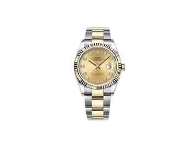 ROLEX Date-Just 36 Champagne Gold Dial 10P Diamonds 126233G