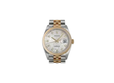 ROLEX Date-Just 36 Silver Dial 10P Diamonds 126233G