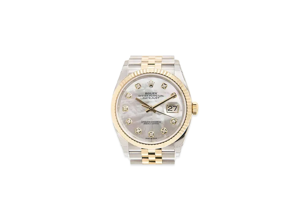 ROLEX Date-Just 36 White Shell Dial 10P Diamonds 126233NG