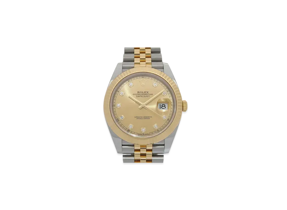 ROLEX Date-Just 41 Champagne Gold Dial 10P Diamonds 126333G