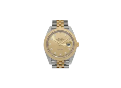 ROLEX Date-Just 41 Champagne Gold Dial 10P Diamonds 126333G