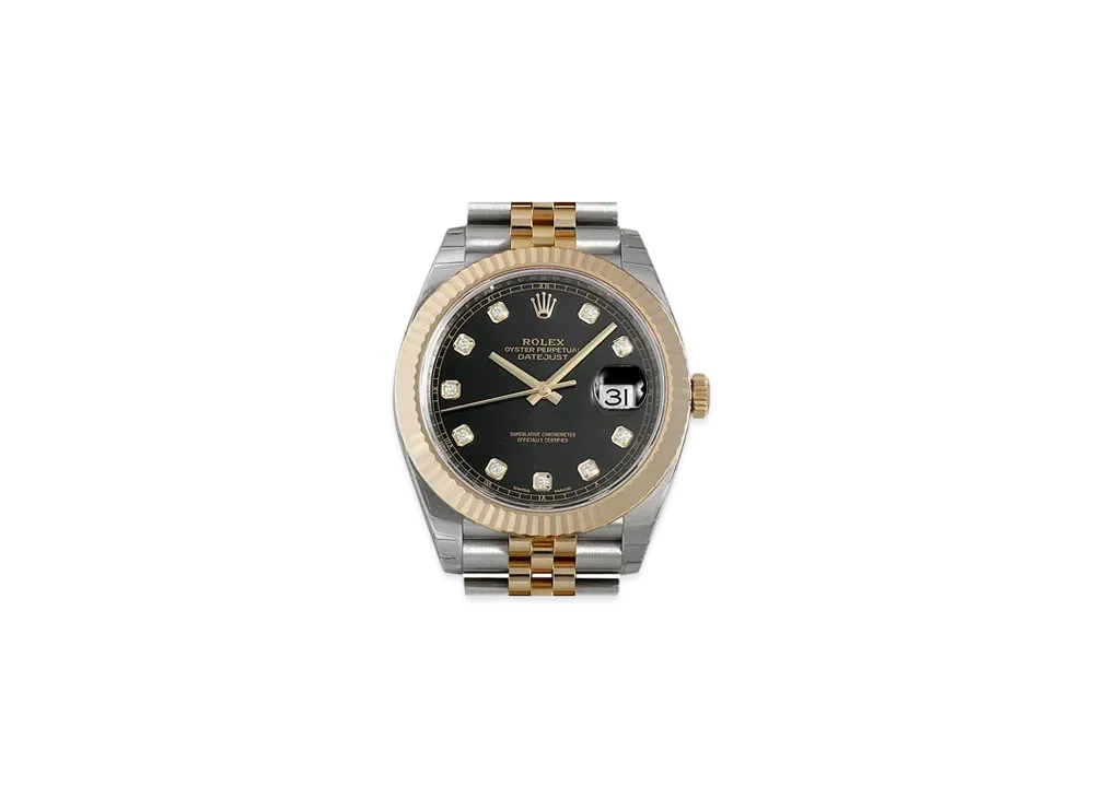 ROLEX Date-Just 41 Black Dial 10P Diamonds 126333G