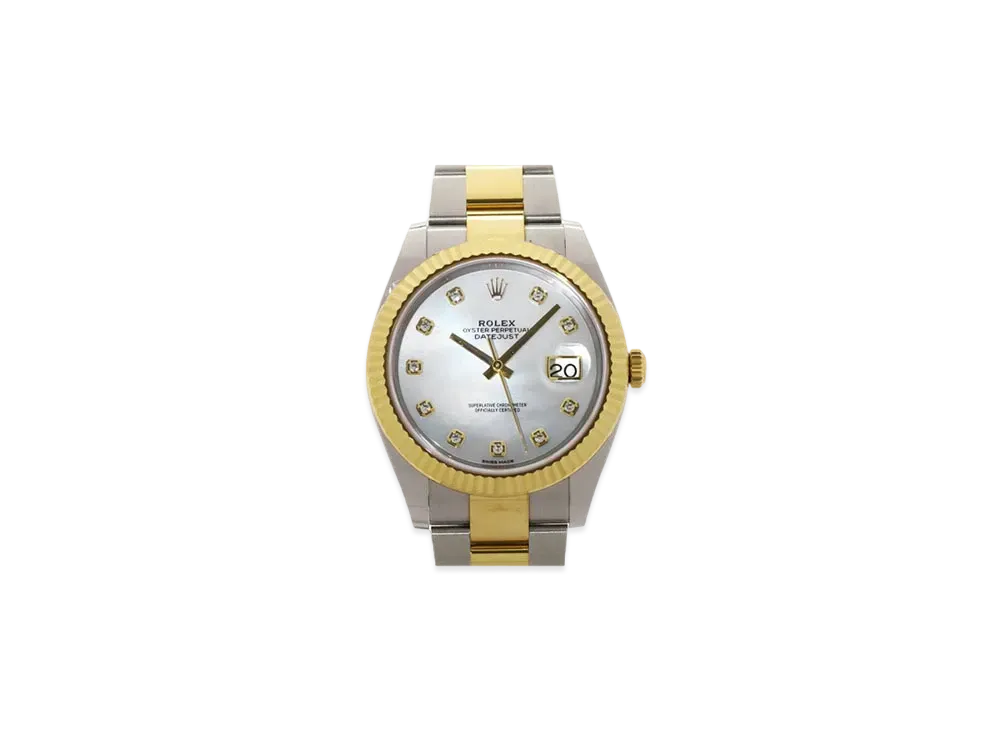 ROLEX Date-Just 41 White Shell Dial 10P Diamonds 126333NG