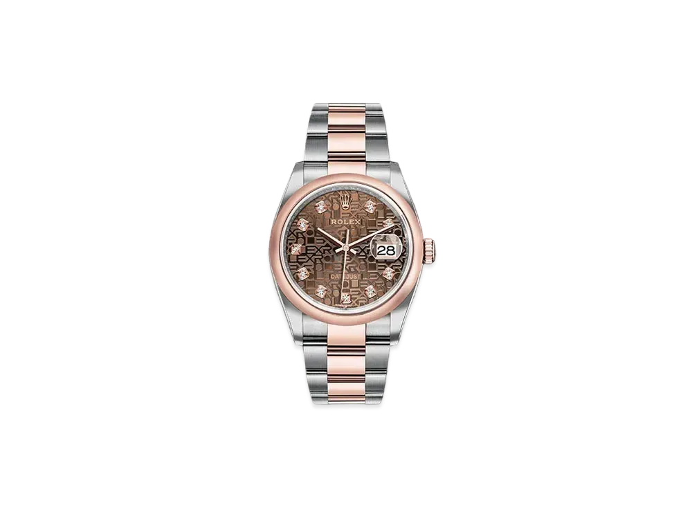 ROLEX Date-Just 36 Chocolate Brown Dial 10P Diamonds 126201G