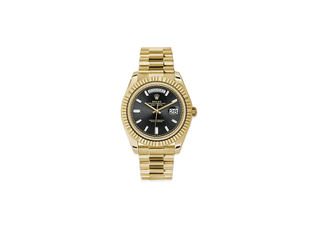 ROLEX Day-Date 40 Black Dial 10P Diamonds 228238A