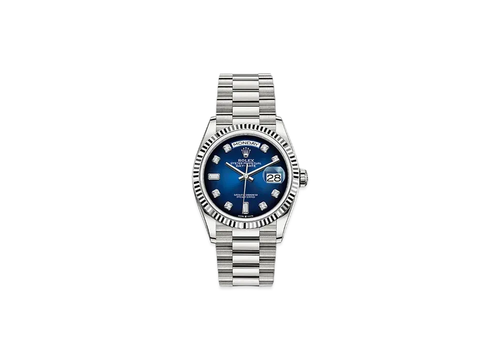 ROLEX Day-Date 36 Blue Dial 10P Diamonds 128239A