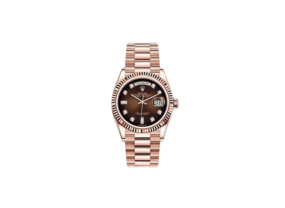ROLEX Day-Date 36 Chocolate Brown Dial 10P Diamonds 128235A