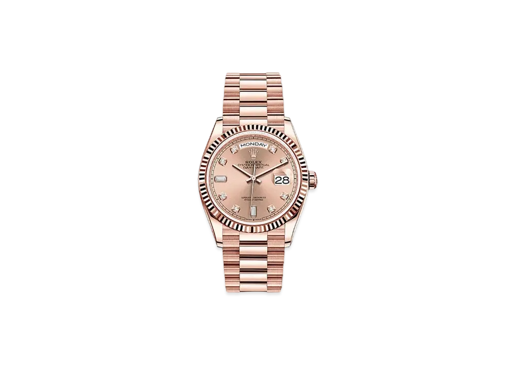 ROLEX Day-Date 36 Pink Dial 10P Diamonds 128235A