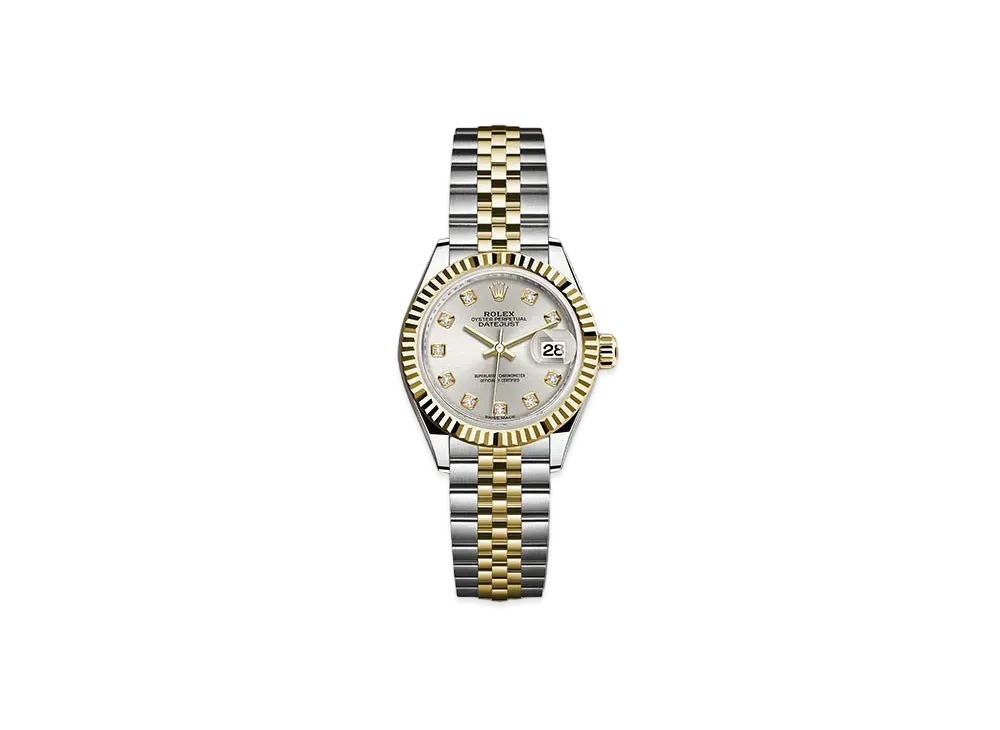 ROLEX Date-Just 28 Silver Dial 10P Diamonds 279173G