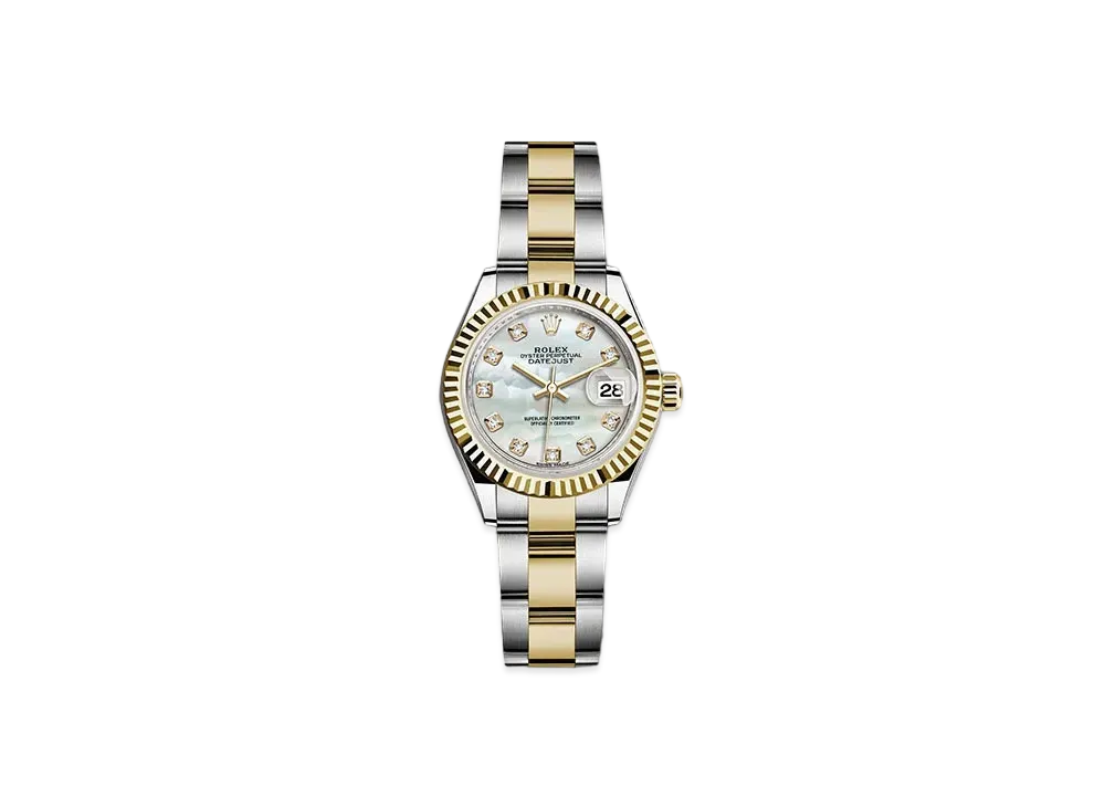 ROLEX Date-Just 28 White Shell Dial 10P Diamonds 279173NG
