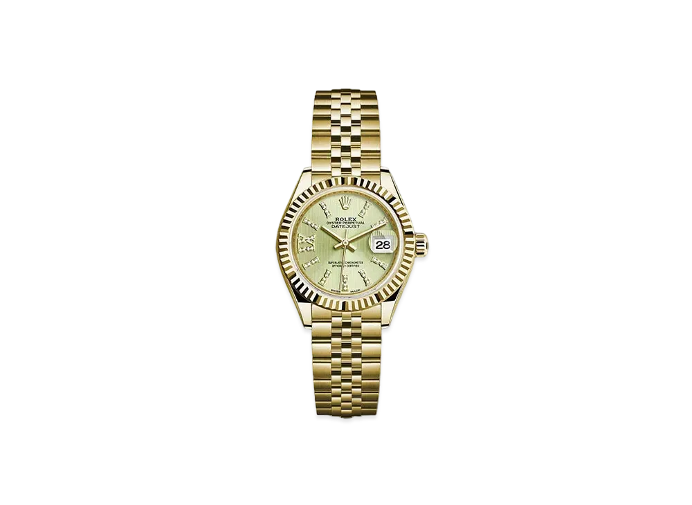 ROLEX Date-Just 28 Linden Green Strip Dial 10P Diamonds 279178G