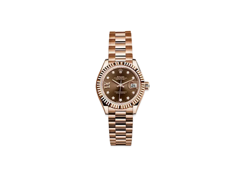 ROLEX Date-Just 28 Chocolate Brown Dial 10P Diamonds 279175G