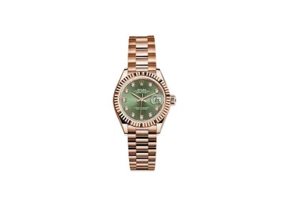 ROLEX Date-Just 28 Olive Green Dial 10P Diamonds 279175G